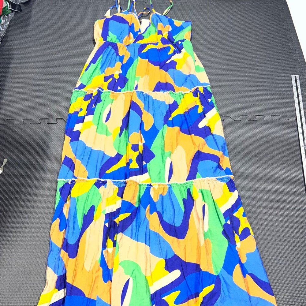 En Crème Multicolor Printed Tie-Back Maxi Dress L